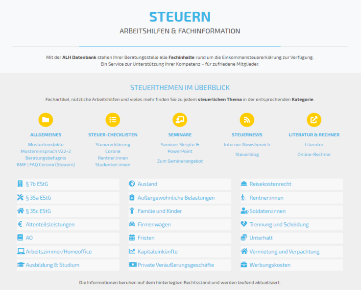 STEUERN-Fachbereich mit mehr Arbeitshilfen & Fachinformationen