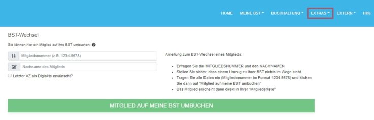 BST-Wechsel Mitglied umbuchen