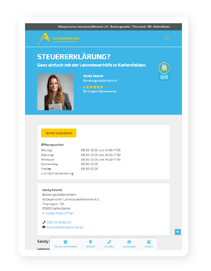 BST-Webseite Tablet