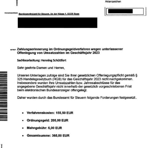 Phishingmail Bundeszentralamt für Steuern